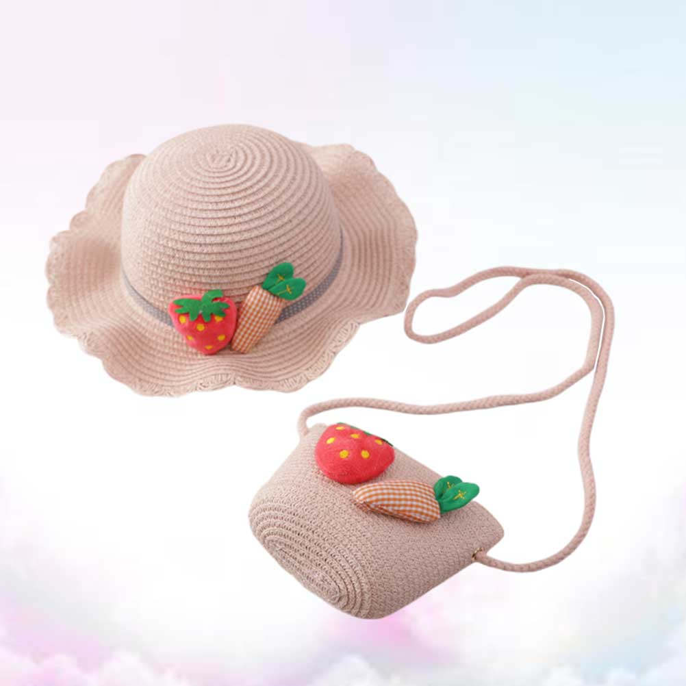 Beach Bag Straw - 1Set Kids Straw Sun Protection Hat
