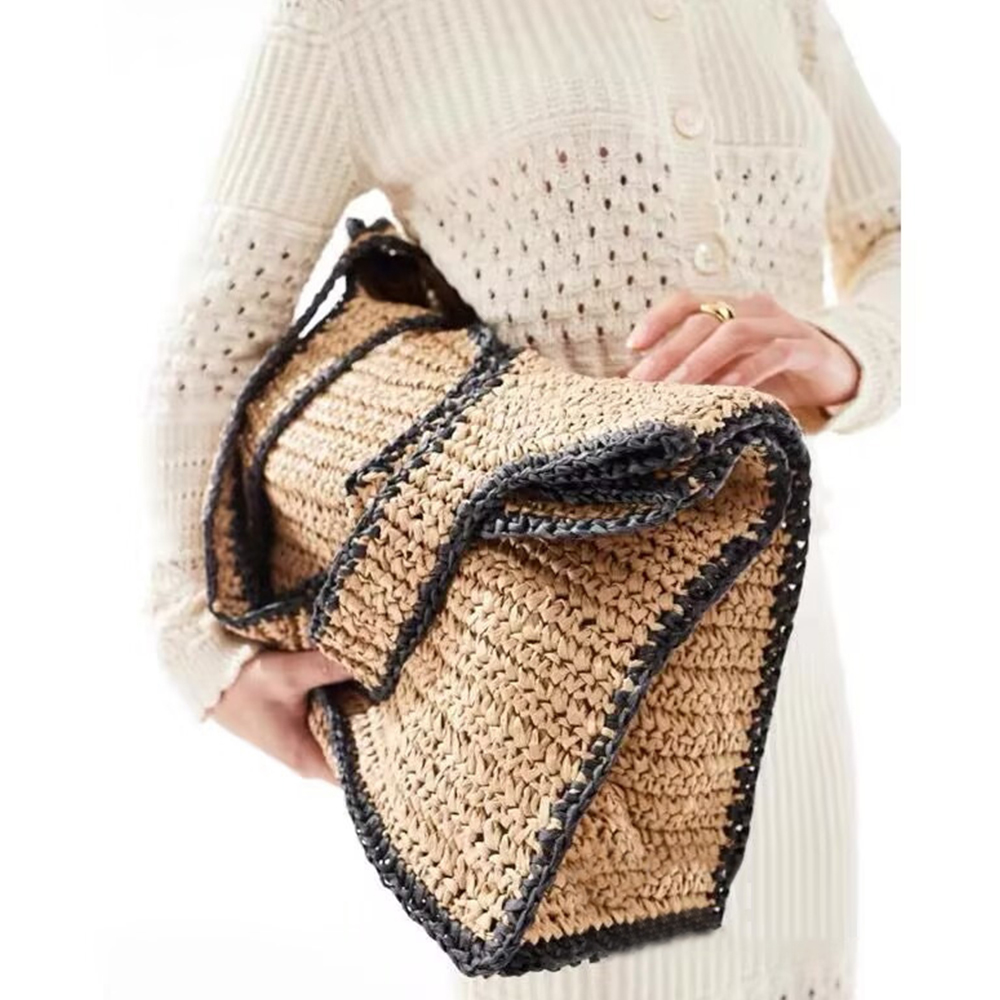 Beach Bag Straw - Large Capacity Straw Tote Bags For