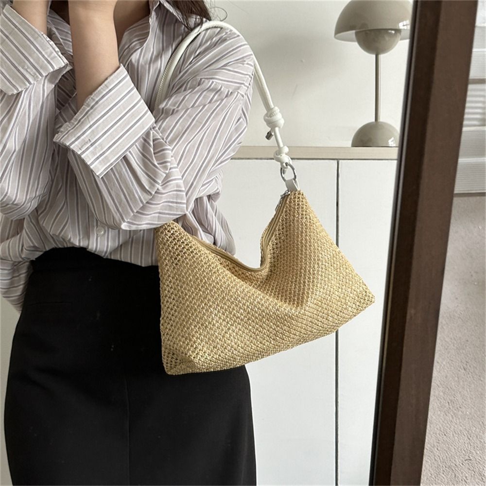 Beach Bag Straw - Fashion Woven Straw Bag Handmade Braid