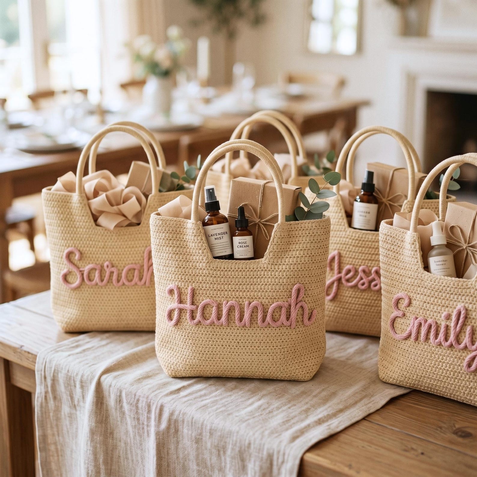 Beach Bag Straw - Personalized Custom Tote Bag, Bridesmaid Gift,