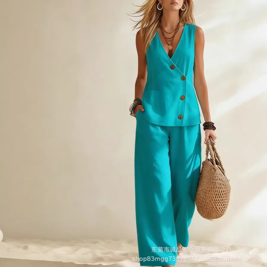 Summer Zara - Fashion Deep V-neck Sleeveless Women Summer