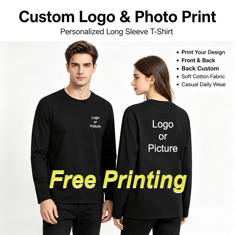 Summer Clothing Guys - Customized Cotton Long Sleeve T-shirts Men