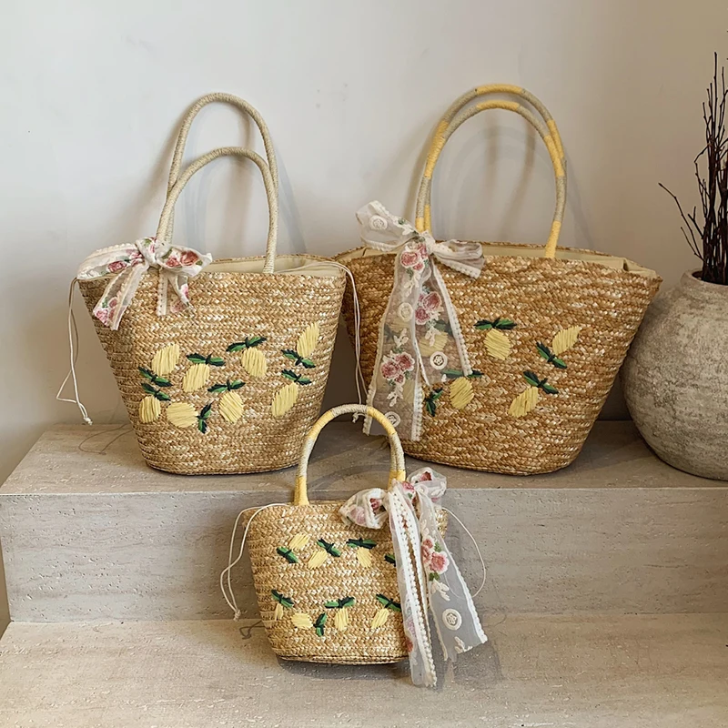 Large Capacity Beach Shoulder  - Beach Bag Straw 评论和价格