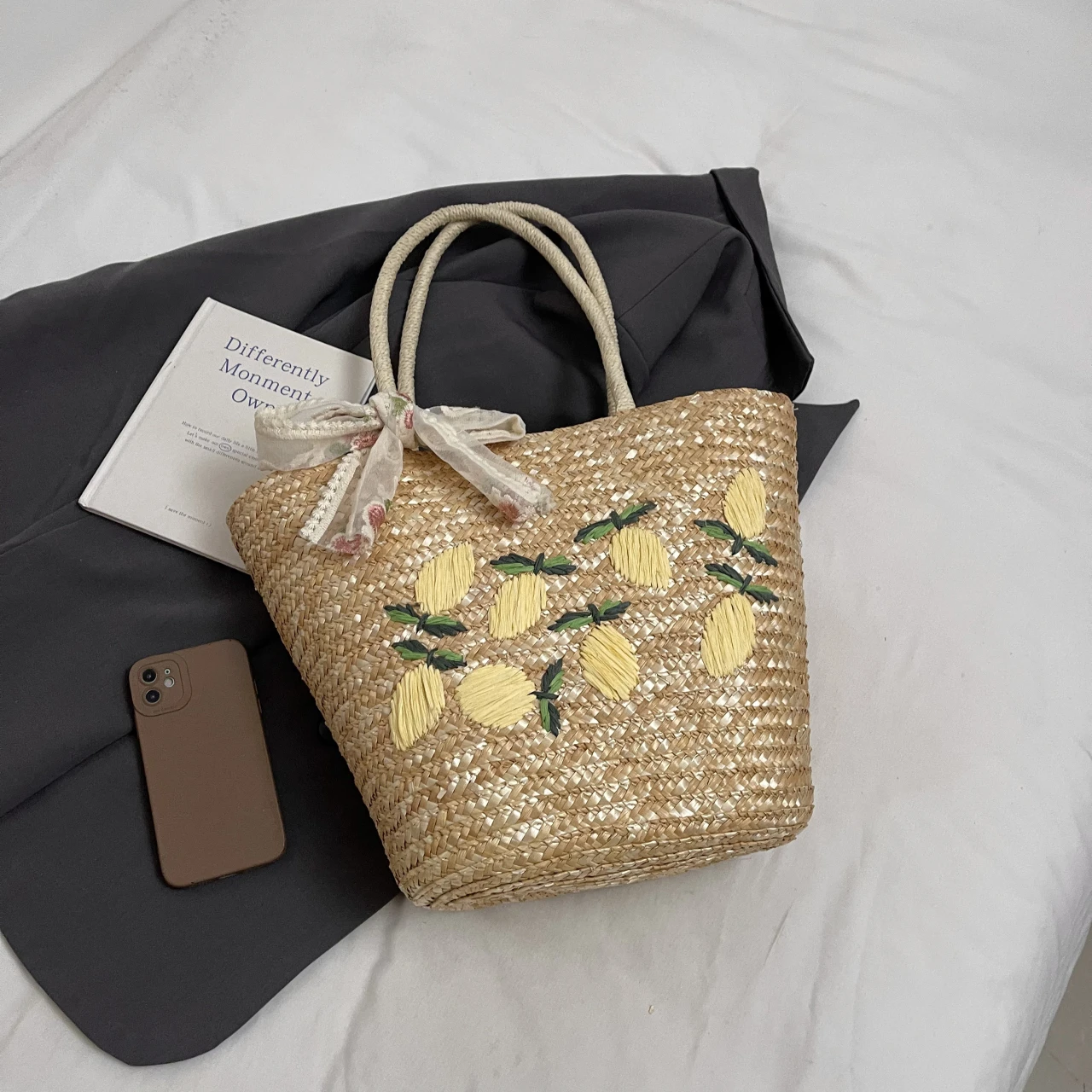 Large Capacity Beach Shoulder  - Beach Bag Straw 评论和价格