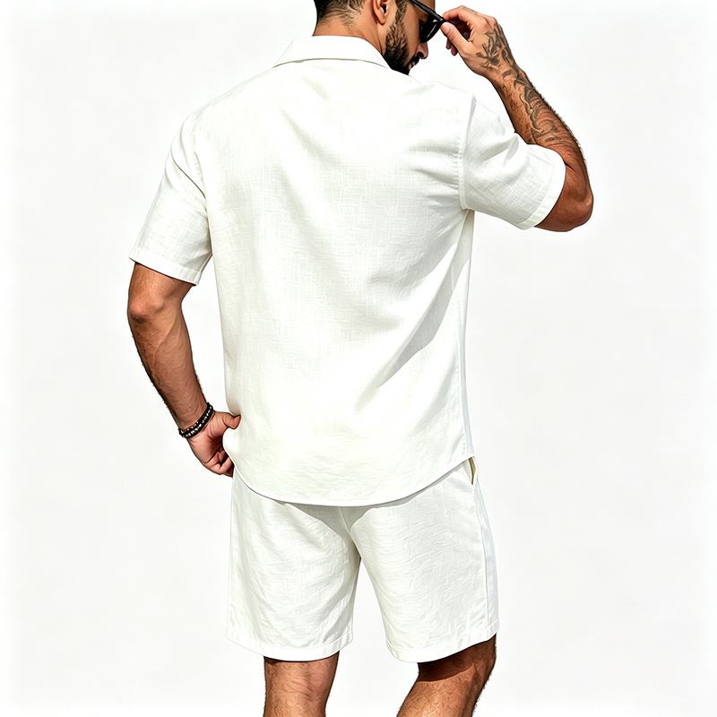 Men Linen Two Piece Outfit Sho - Summer Clothing Guys 评论和价格