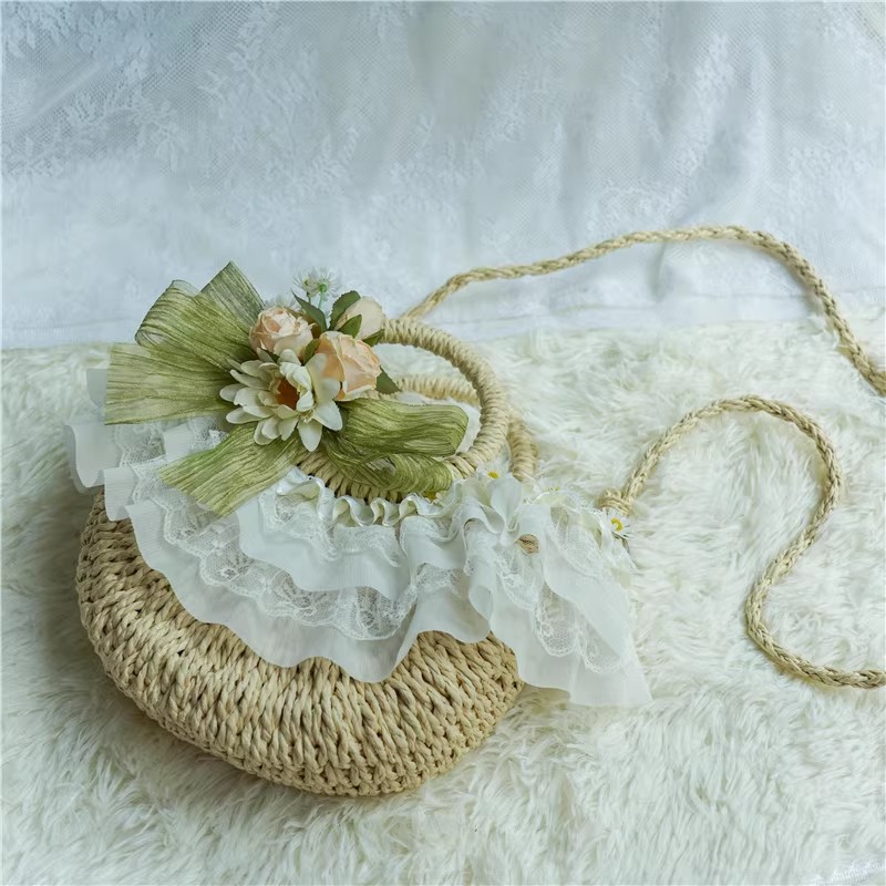 Country-style Lolita lace stra - Beach Bag Straw 评论和价格