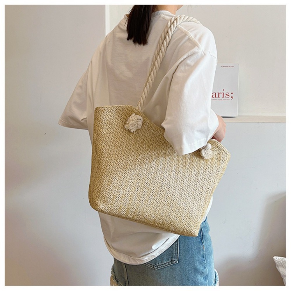New Summer Beach Tote Bag Larg - Beach Bag Straw 评论和价格
