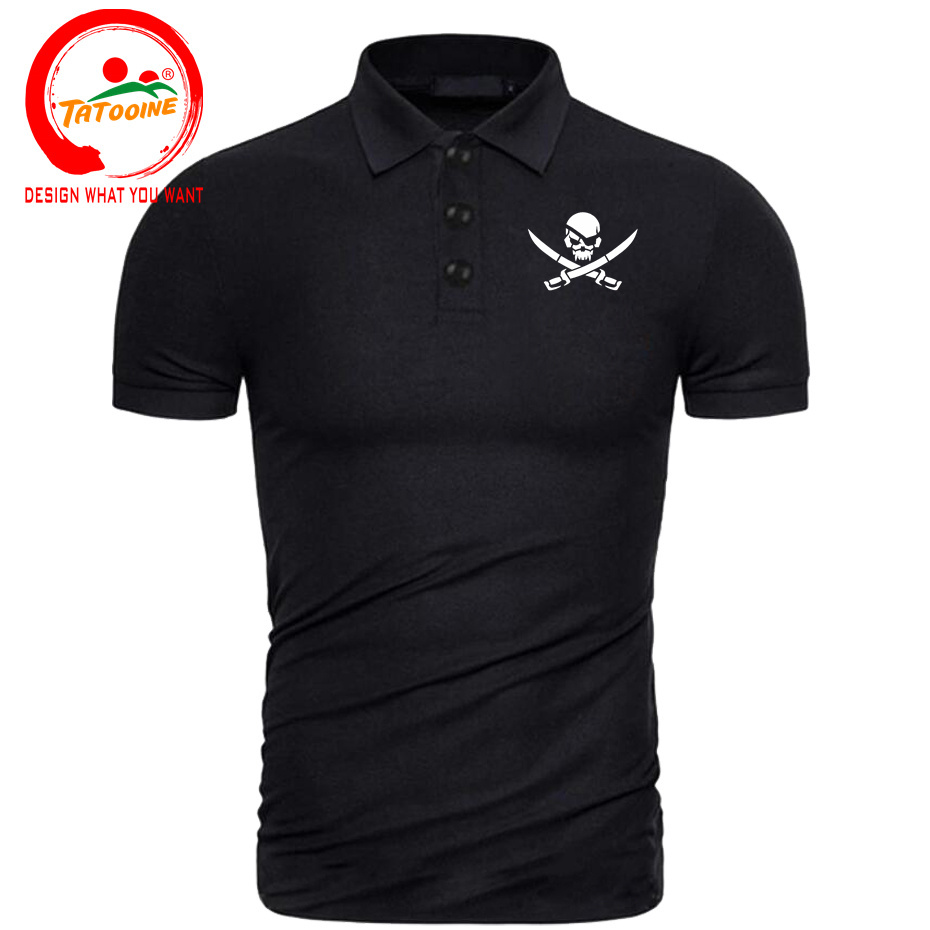 Pirate Skull Logo Print Polo S - Summer Clothing Logo 评论和价格