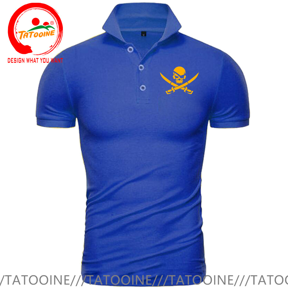 Pirate Skull Logo Print Polo S - Summer Clothing Logo 评论和价格