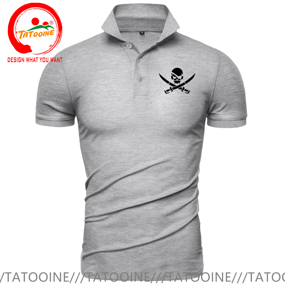 Pirate Skull Logo Print Polo S - Summer Clothing Logo 评论和价格