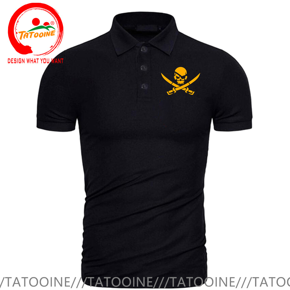 Pirate Skull Logo Print Polo S - Summer Clothing Logo 评论和价格