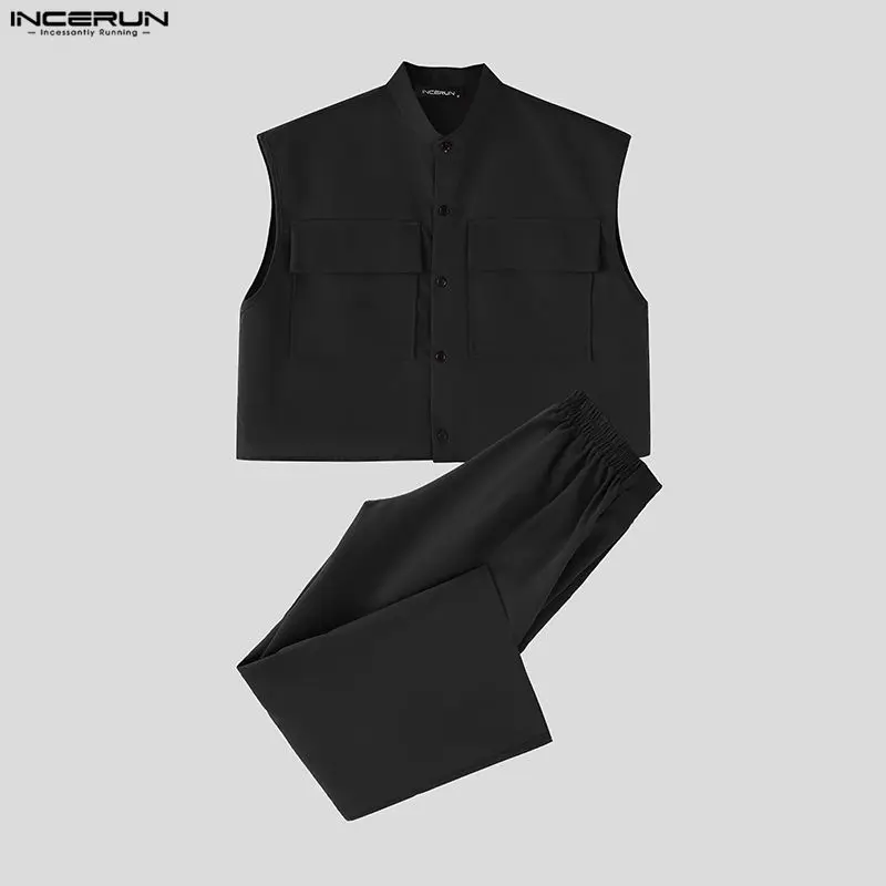 INCERUN Men Sets Solid Sleevel - Summer Clothing Guys 评论和价格