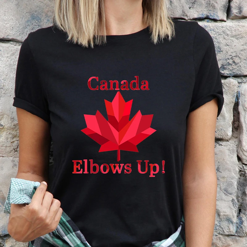 Elbows Up Canada Women T-shirt - Summer Clothing Women Canada 评论和价格
