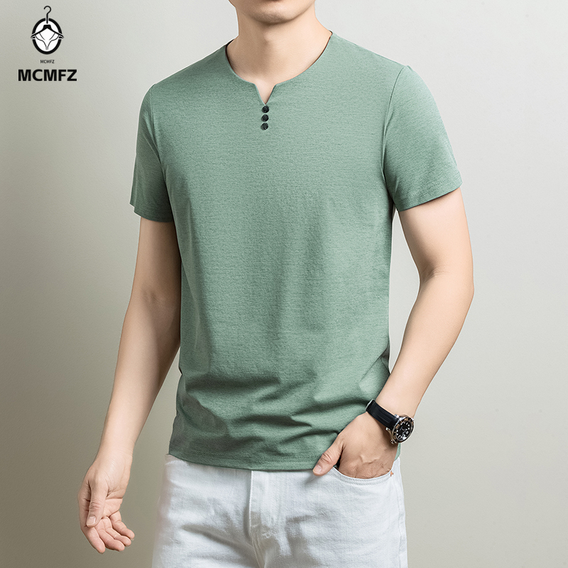 Mens Basic Henley T Shirt Comf - Summer Clothing Guys 评论和价格