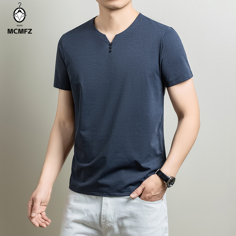 Mens Basic Henley T Shirt Comf - Summer Clothing Guys 评论和价格