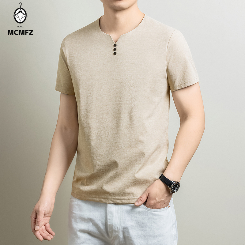 Mens Basic Henley T Shirt Comf - Summer Clothing Guys 评论和价格