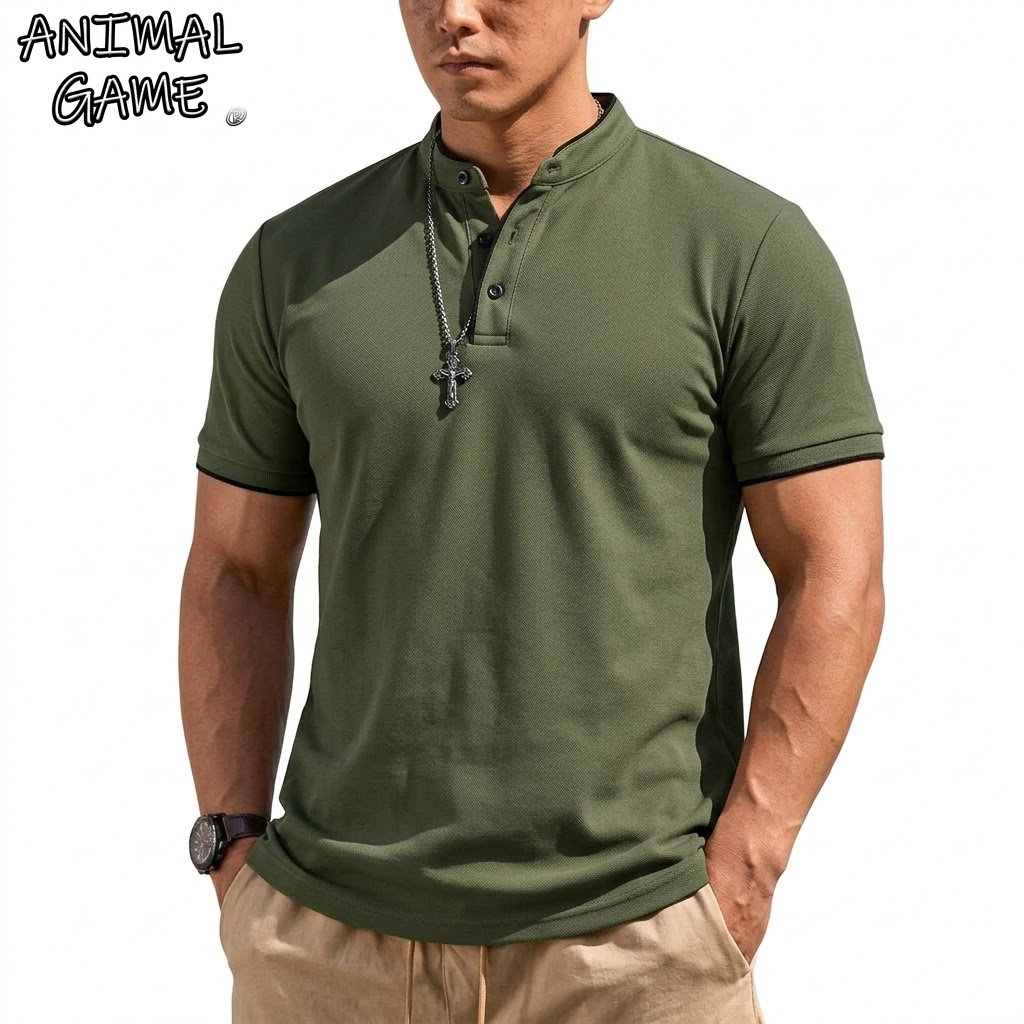 Summer Short Sleeve Henley Shi - Summer Clothing Guys 评论和价格