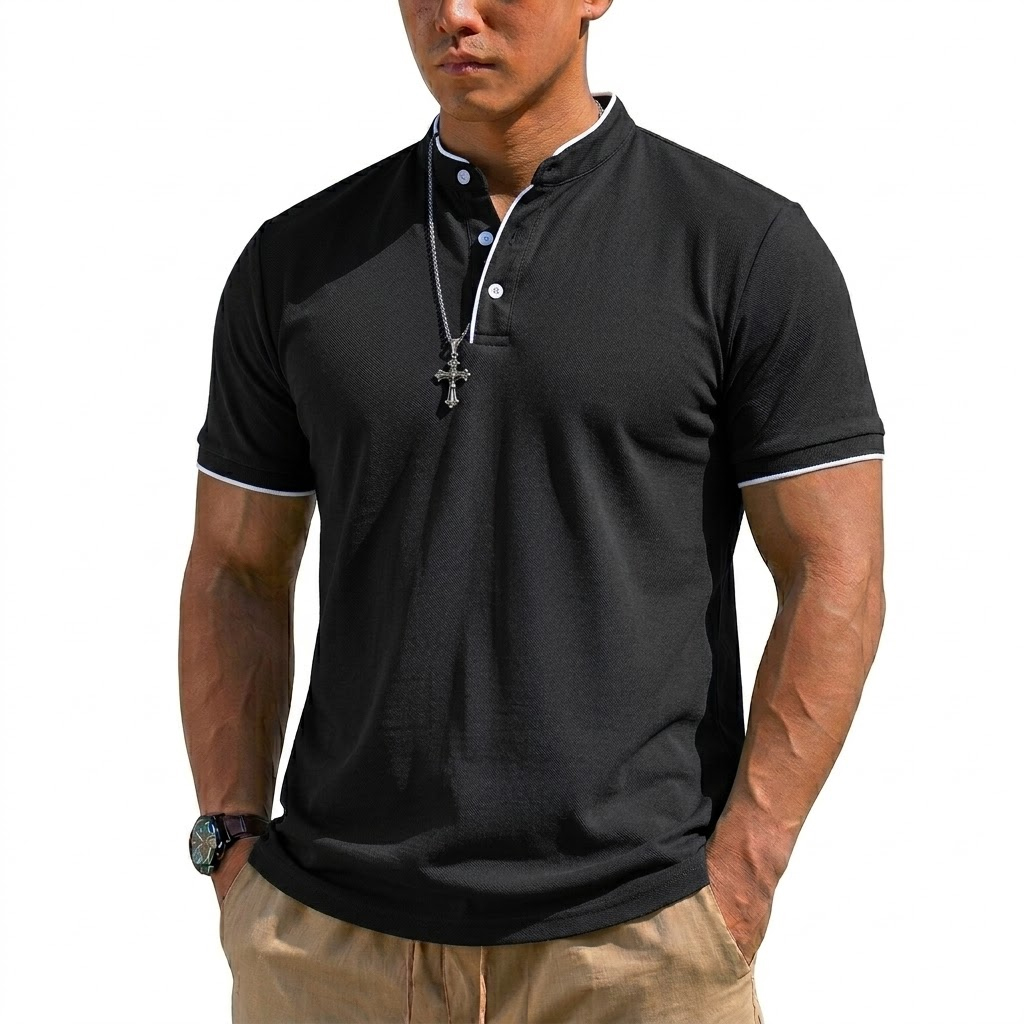 Summer Short Sleeve Henley Shi - Summer Clothing Guys 评论和价格