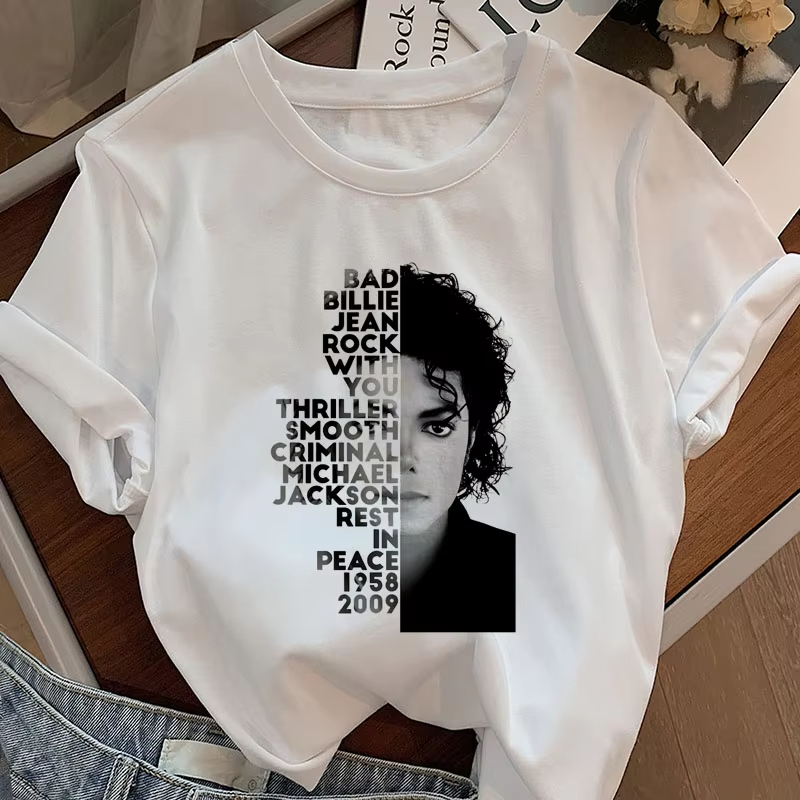 Michael Jackson King of Pop T  - Summer Clothing Logo 评论和价格