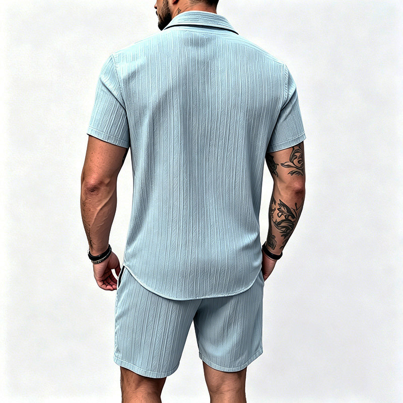 2026 New Men Vertical Wrinkle  - Summer Clothing Guys 评论和价格