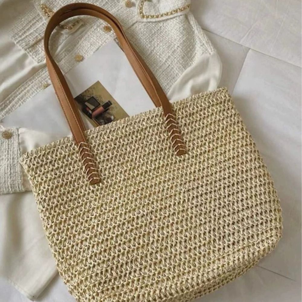 Cute Solid Color Weave Straw T - Beach Bag Straw 评论和价格