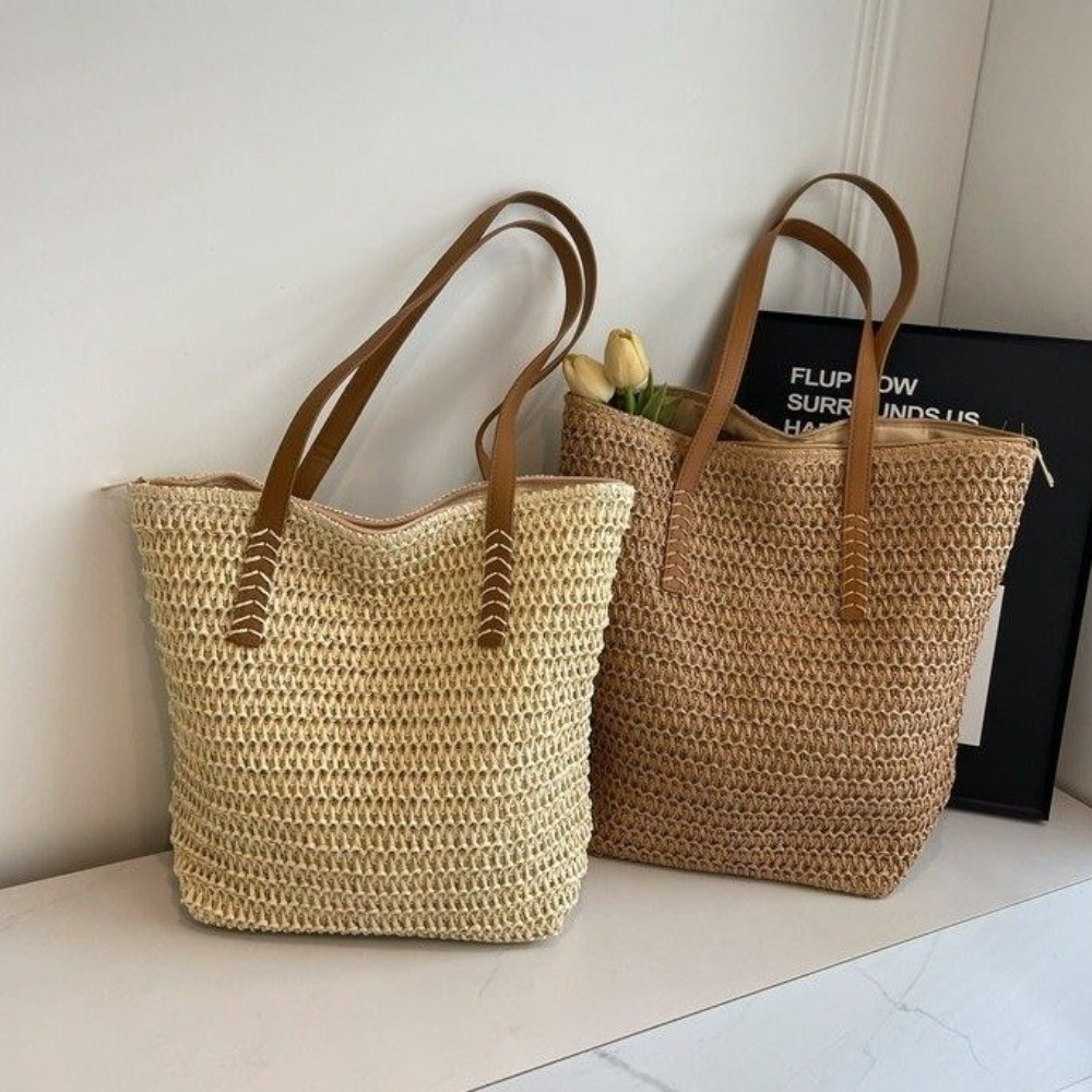 Cute Solid Color Weave Straw T - Beach Bag Straw 评论和价格