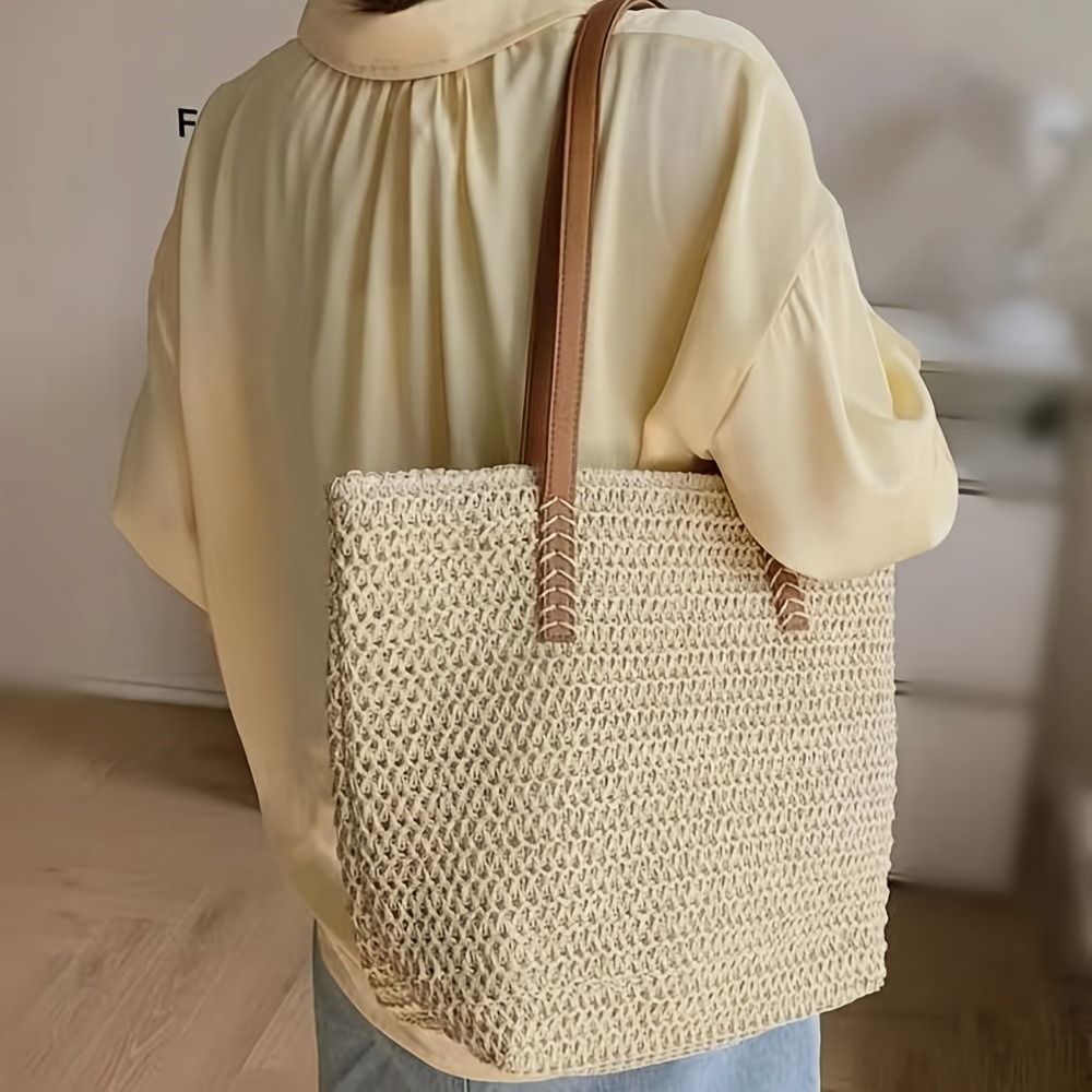 Cute Solid Color Weave Straw T - Beach Bag Straw 评论和价格