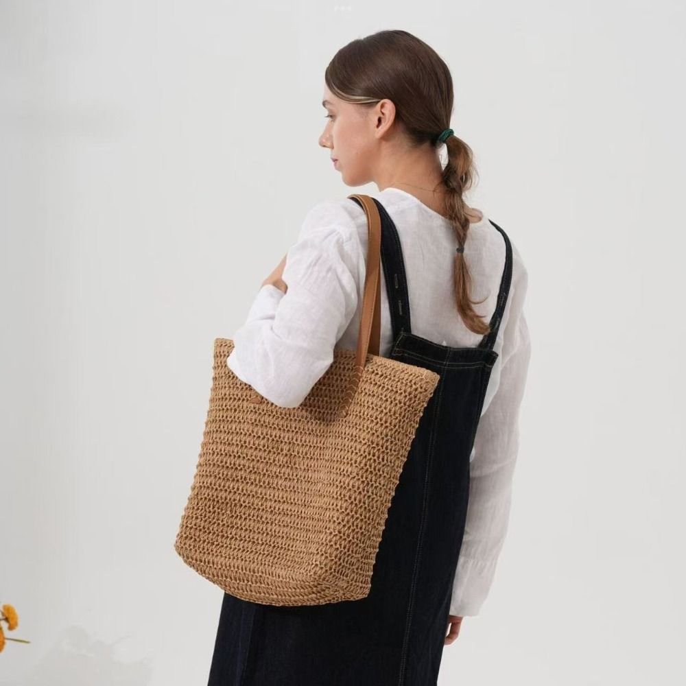 Cute Solid Color Weave Straw T - Beach Bag Straw 评论和价格