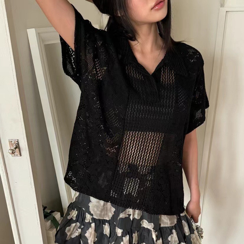 Retro  Collar Lace Shirt Women - Summer Clothing Online Shopping 评论和价格