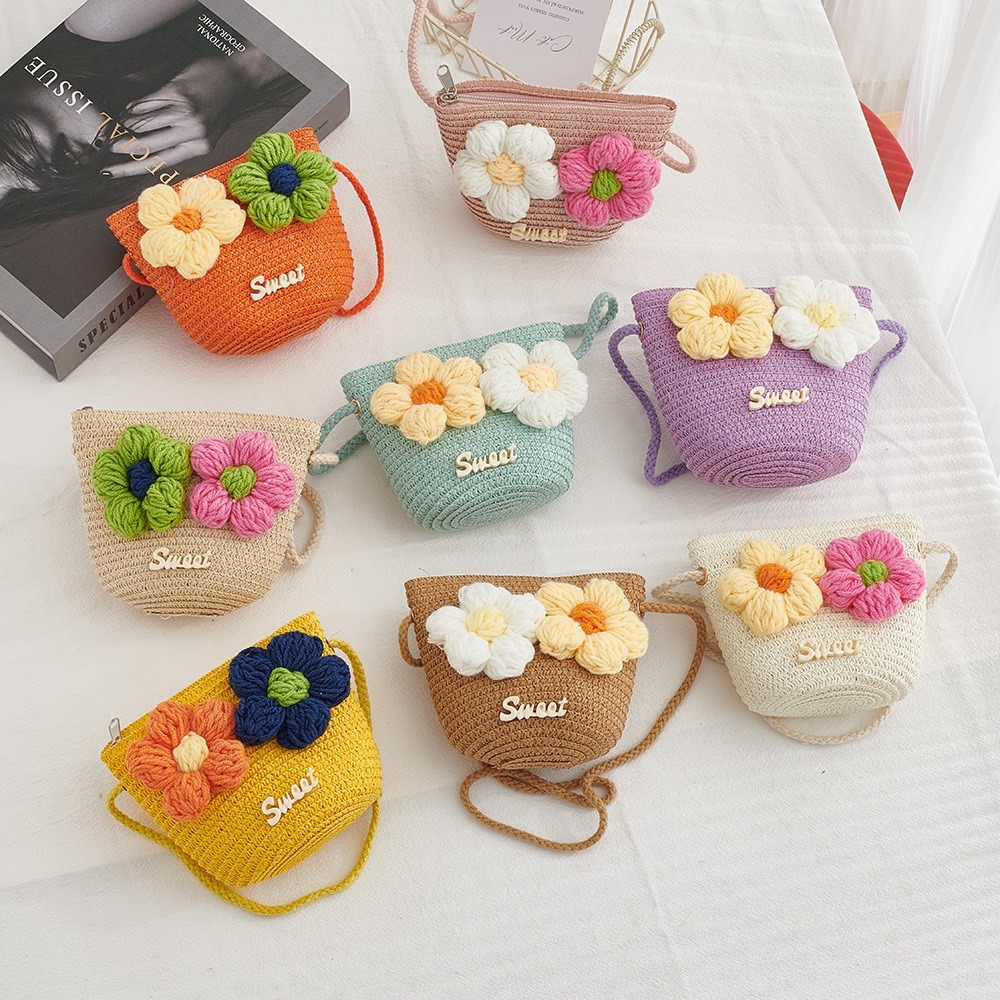New Zipper Straw Bag Flower Pr - Beach Bag Straw 评论和价格