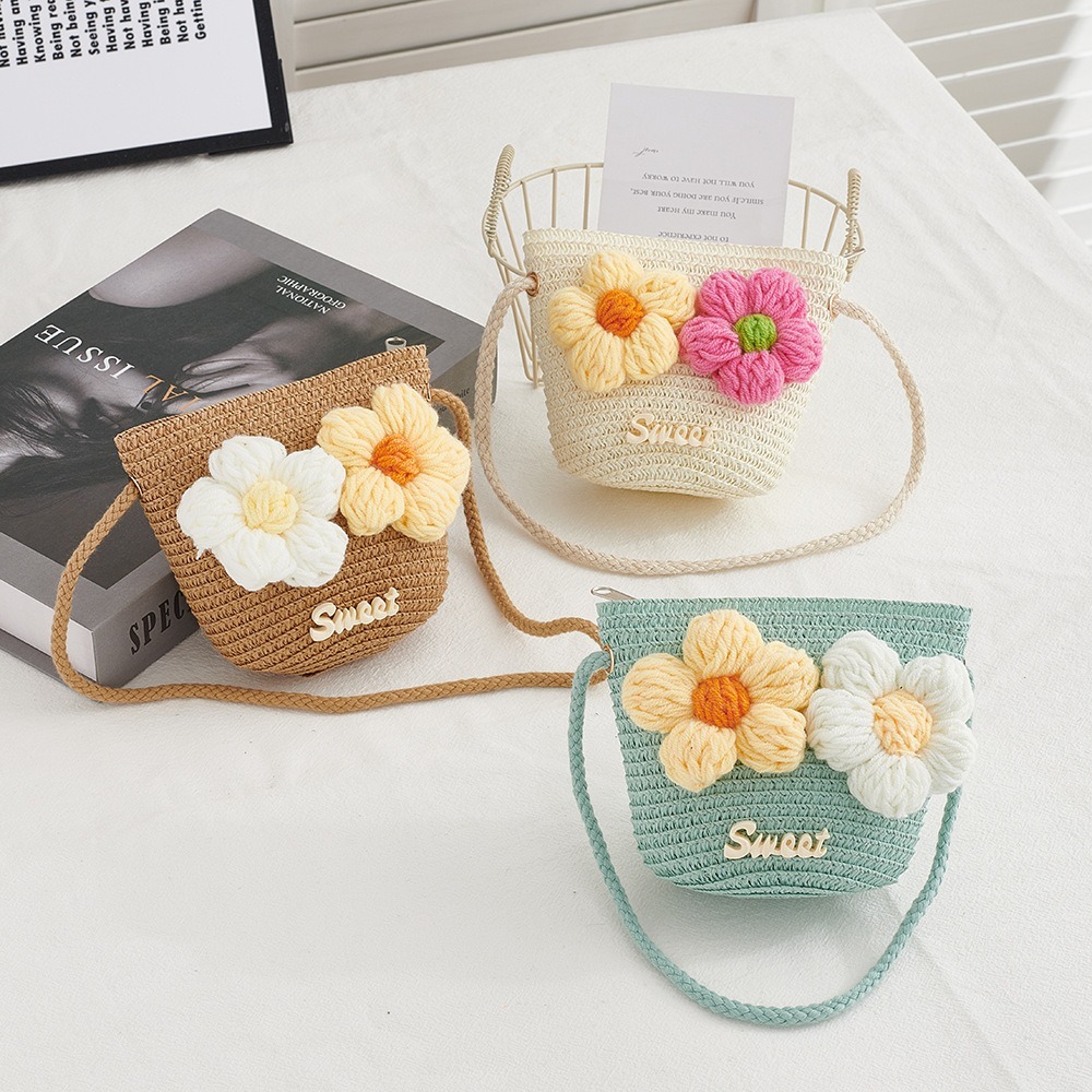 New Zipper Straw Bag Flower Pr - Beach Bag Straw 评论和价格