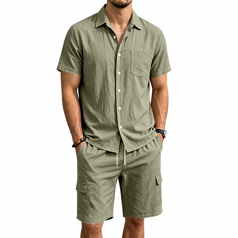 Men Summer American Linen Two  - Summer Clothing Guys 评论和价格