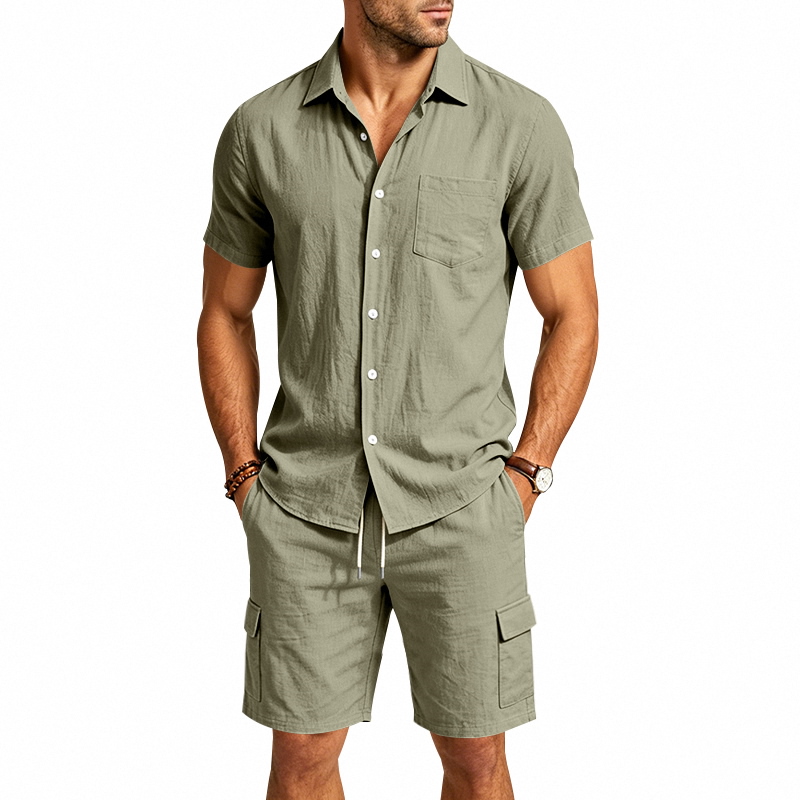 Men Summer American Linen Two  - Summer Clothing Guys 评论和价格